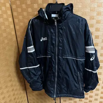 asics 블랙 나일론 자켓 점퍼 풀 지퍼