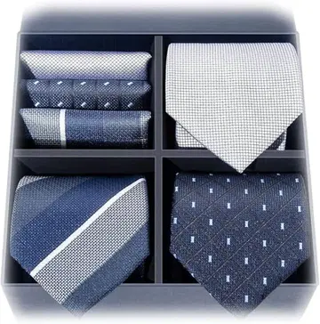 넥타이 3세트 치프 포함 비즈니스 남성용 세탁 가능 신사 크리스마스