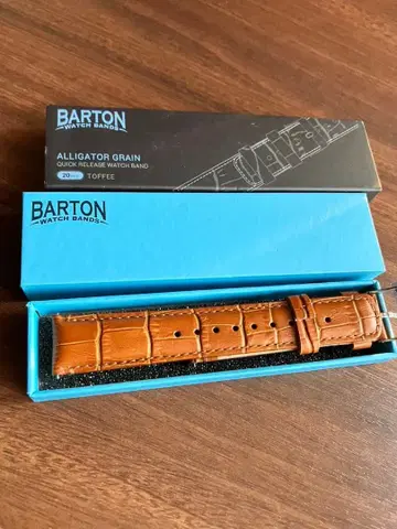 BARTON 손목시계 가죽 벨트 20mm 악어 엠보싱