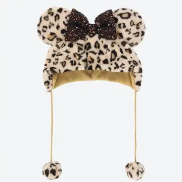 레오파드 무늬 미니 팬캡 브라운