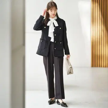 블랙 트위드 자켓 셋업