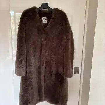 인조 모피 롱 코트 브라운 빅 실루엣