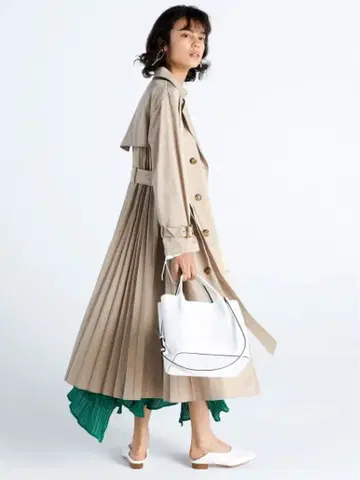 frayid 사이드 플리츠 트렌치코트