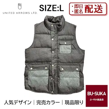 L 빔즈 BEAMS HEART 다운 베스트 L 사이즈 그레이