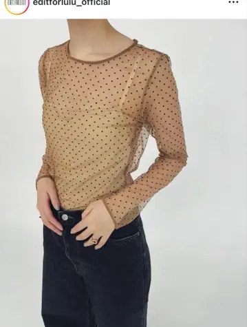 EDIT.FOR LULU 도트 튤 상의 프리 사이즈 베이지