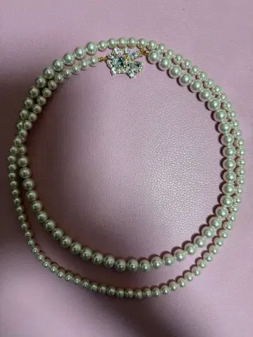 ANAYI 아나이 펄 목걸이 이중 크리스탈