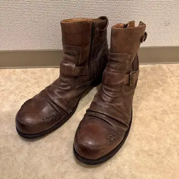 00s archive y2k grunge 사이드 지퍼 부츠 천연 가죽