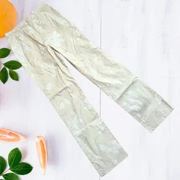 HIROKO KOSHINO 히로코코시노 치노 팬츠 베이지 꽃무늬 라메 M