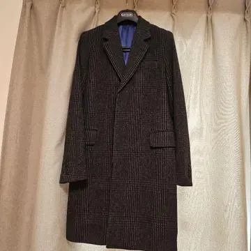 폴스미스 체크 무늬 더블 브레스트 체스터 코트 M