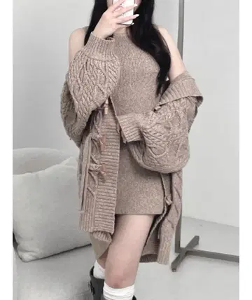 다리치 Darich 케이블 앙상블 니트 미니 원피스