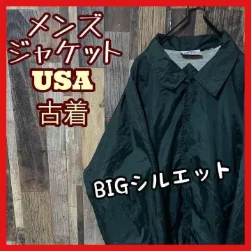 나일론 블루종 남성용 XL 그린 USA 구제 의류 90s 긴팔 자켓