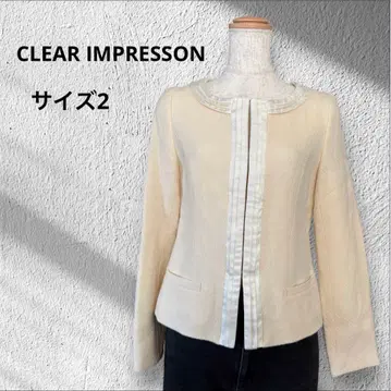 노카라 자켓 울 100% 사이즈 2 세레모니 포멀 화이트