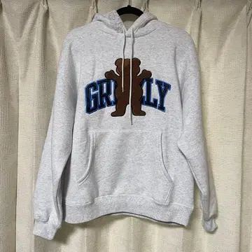 GRIZZLY 그리즐리 곰 자수 그레이 후드티 M