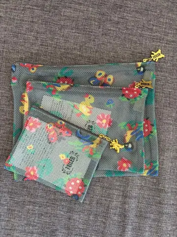 미사용 새상품 FEILER 하이 메쉬 파우치 그레이 3세트