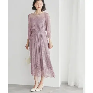 로페피크닉 전체 레이스 드레스 퍼플 결혼식 2차 모임 경사 드레스