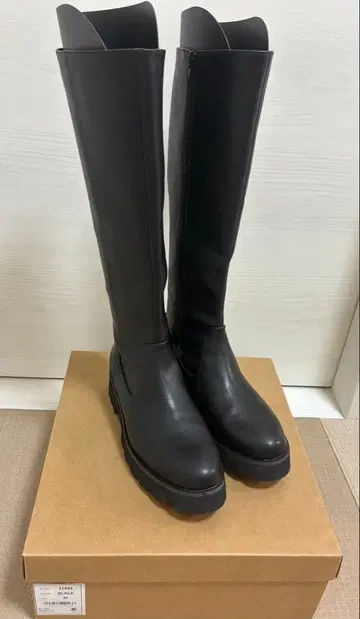 블랙 가죽 롱 부츠 사이드 지퍼 오리엔탈 트래픽