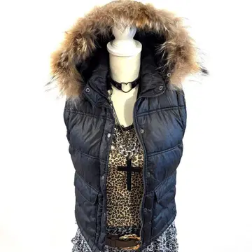 헤이세이 갸루 y2k 퍼 다운 베스트 그런지 다운 베스트 광택