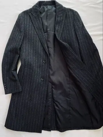 새상품급 정장 셀렉트 x 비슈 체스터 코트 스트라이프 롱 기장 M