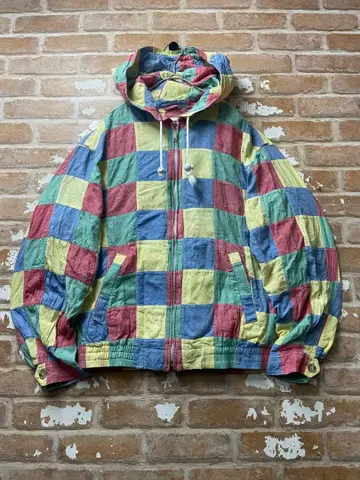 90s 후드티 패치워크 체크 후드티 지퍼 후드티 y2k 크롭