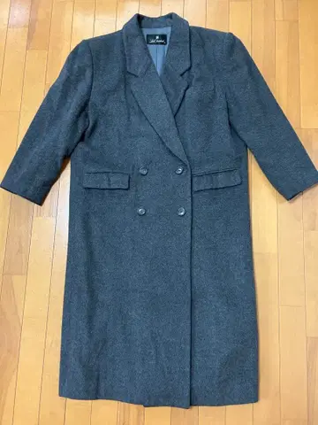 다크 그레이 더블 브레스트 롱 코트