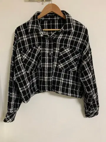 크롭 자켓 체크 L