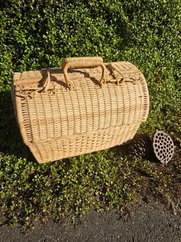 큰 바스켓 백 피크닉 백 바스켓 내추럴 수납