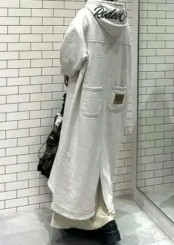 신상 RCS 컬러 스티치 후드티 원피스 멜란지 그레이 6600엔