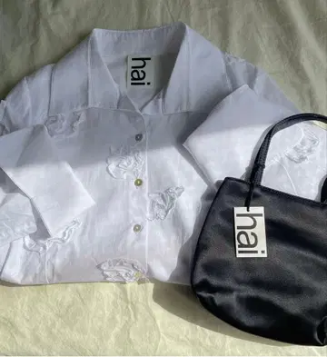 hai 꽃무늬 자수 반팔 셔츠