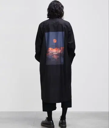 minsobi 백 프린트 롱 셔츠 블랙