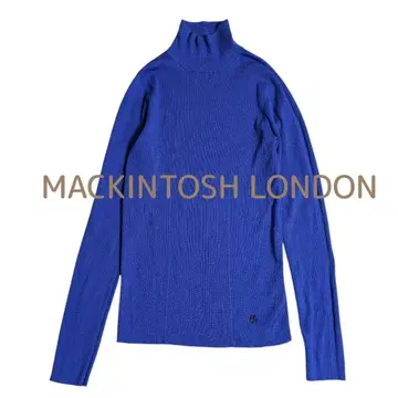 매킨토시 런던 이탈리아 고급 니트 가는 리브 니트 하이넥 블루 파랑