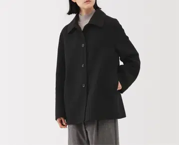 무인양품 울 혼방 더블 페이스 숏코트 블랙 S 사이즈