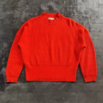 오렌지 컬러 100% 캐시미어 하이넥 스웨터 S/P