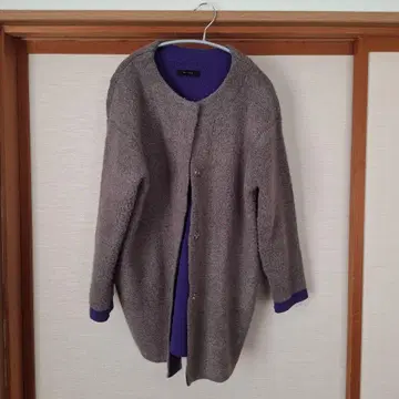 Bou Jeloud 그레이 퍼플 가디건 코트