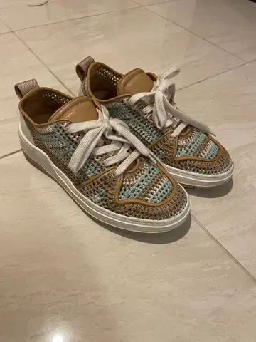 FERRAGAMO 뜨개질 스니커즈 브라운/블루