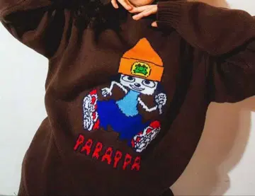 파라파라 래퍼 캐릭터 자카드 편직 니트 스웨터