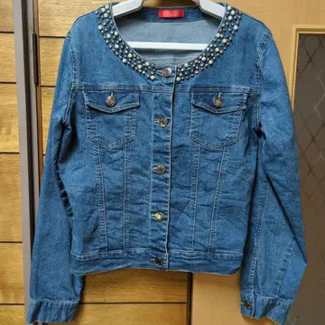 Waz.P 비즈 장식 인디고 데님 자켓
