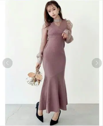 RESEXXY 레이어드 머메이드 니트 원피스