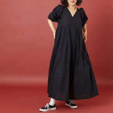 프리다 퍼프 슬리브 백리본 원피스 블랙 24SS