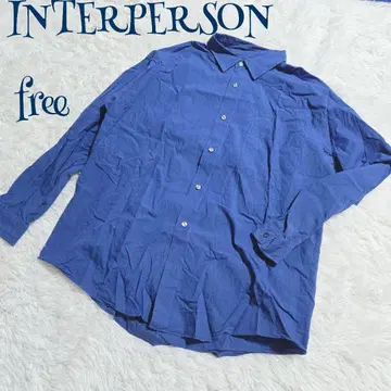 [ 빈티지 ] 일본제 오버 사이즈 긴팔 셔츠 free 무지 루즈핏 파랑