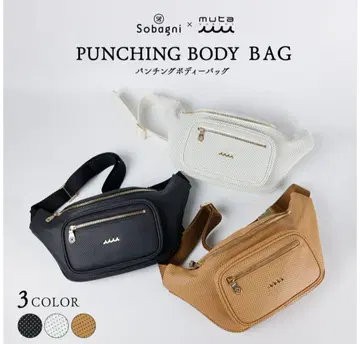 새상품급 muta Sobagni 펀칭 바디백 숄더백