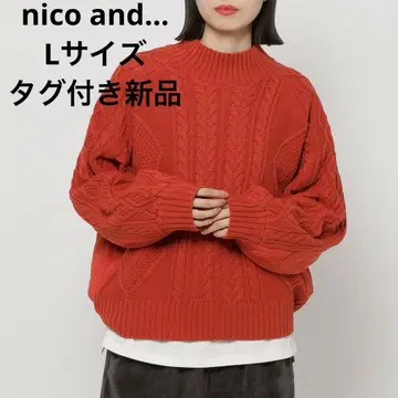 [ 택 포함 새상품/L ] niko and 퀼트 도킹 니트 풀오버 빨간색