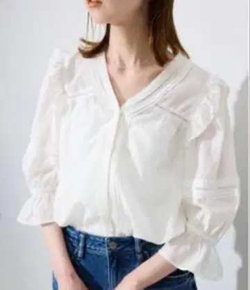 SLOBE IENA 코튼 레이온 레이스 블라우스