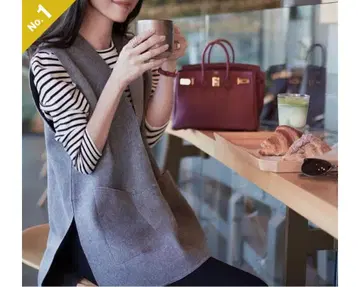 myine 깊은 V넥 2 포켓 오버 베스트 (그레이)