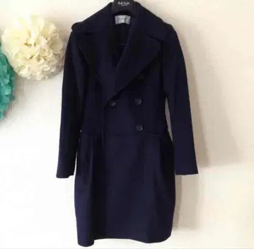 인기 고급 FRAY I.D 네이비 더블 브레스트 코트 프레이아이디