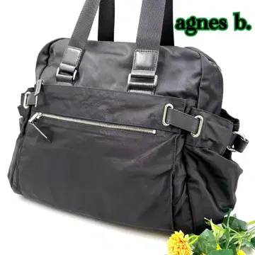 아네스베 나일론 백 블랙 보스턴 토트 숄더 백