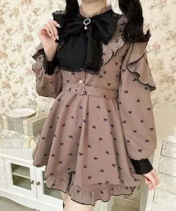 ROJITA 리본 무늬 셋업 핑크 브라운