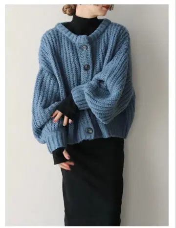 셀렉트 모카 볼륨 슬리브 오버 가디건