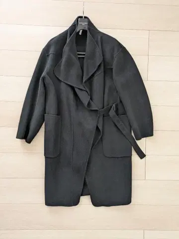 새상품급 유니클로 +J 캐시미어 블렌드 랩 롱 코트 블랙 L 질 샌더