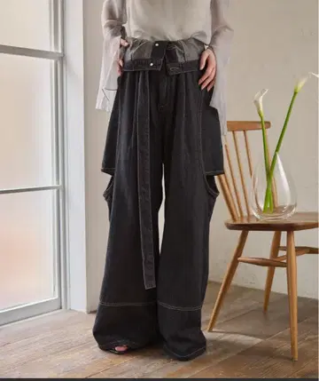 최저가 [ mideal ] 컷 아웃 디자인 와이드 데님