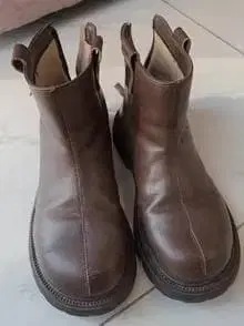 브라운 사이드 고어 부츠 가죽